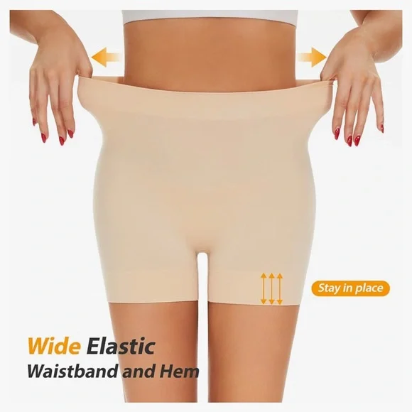 Seamless High-Waist Shapewear Shorts - Cream Small New - Picture 2 of 5